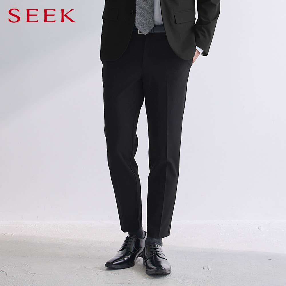 【ビジネス】ファスナー&ベルトループ付 テーパードパンツ【送料無料】